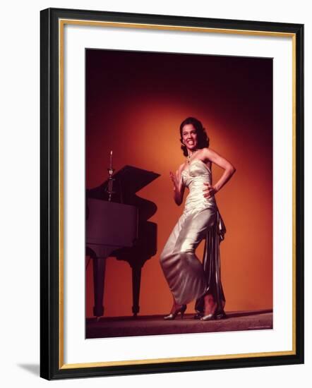 Singer and Actress Dorothy Dandridge Posing by a Piano-Ed Clark-Framed Premium Photographic Print