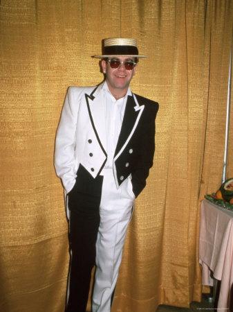 Singer And Songwriter Elton John In Black And White Tuxedo Wearing Sunglasses Premium Photographic Print David Mcgough Art Com