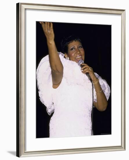 Singer Aretha Franklin Performing-David Mcgough-Framed Premium Photographic Print