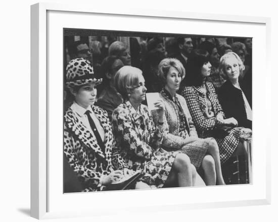 Singer Barbra Streisand Sitting with Marlene Dietrich at Fashion Show-null-Framed Premium Photographic Print