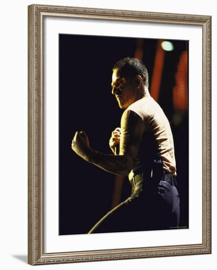 Singer Bono of Rock Group U2 Performing-Marion Curtis-Framed Premium Photographic Print