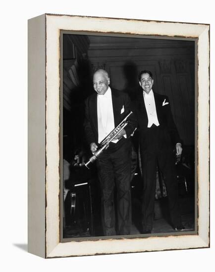 Singer Cab Calloway Standing on Stage with Composer W. C. Handy-Hansel Mieth-Framed Premier Image Canvas