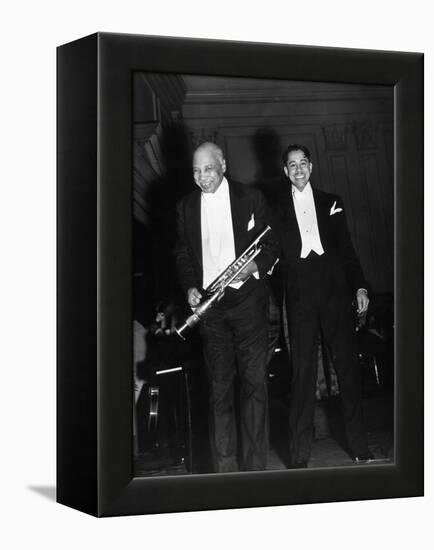 Singer Cab Calloway Standing on Stage with Composer W. C. Handy-Hansel Mieth-Framed Premier Image Canvas
