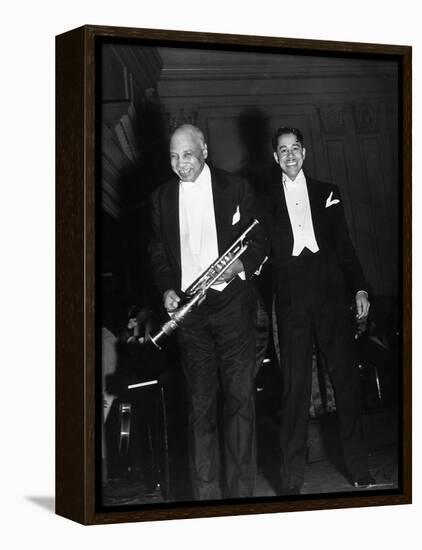 Singer Cab Calloway Standing on Stage with Composer W. C. Handy-Hansel Mieth-Framed Premier Image Canvas