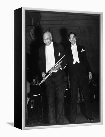 Singer Cab Calloway Standing on Stage with Composer W. C. Handy-Hansel Mieth-Framed Premier Image Canvas