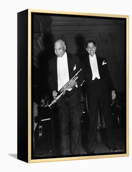 Singer Cab Calloway Standing on Stage with Composer W. C. Handy-Hansel Mieth-Framed Premier Image Canvas