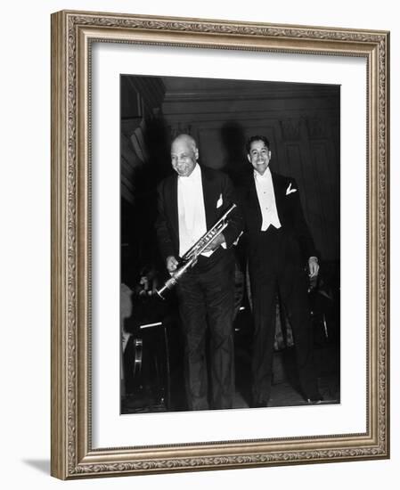 Singer Cab Calloway Standing on Stage with Composer W. C. Handy-Hansel Mieth-Framed Premium Photographic Print