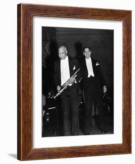 Singer Cab Calloway Standing on Stage with Composer W. C. Handy-Hansel Mieth-Framed Premium Photographic Print