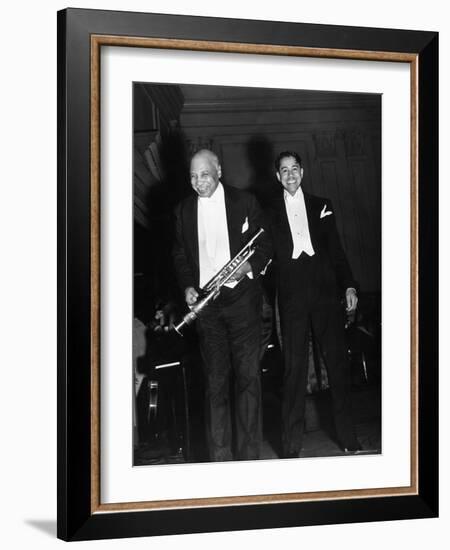 Singer Cab Calloway Standing on Stage with Composer W. C. Handy-Hansel Mieth-Framed Premium Photographic Print