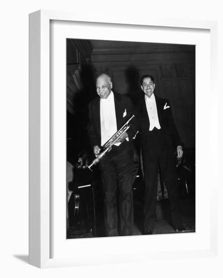 Singer Cab Calloway Standing on Stage with Composer W. C. Handy-Hansel Mieth-Framed Premium Photographic Print