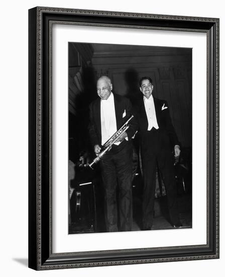 Singer Cab Calloway Standing on Stage with Composer W. C. Handy-Hansel Mieth-Framed Premium Photographic Print