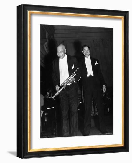 Singer Cab Calloway Standing on Stage with Composer W. C. Handy-Hansel Mieth-Framed Premium Photographic Print