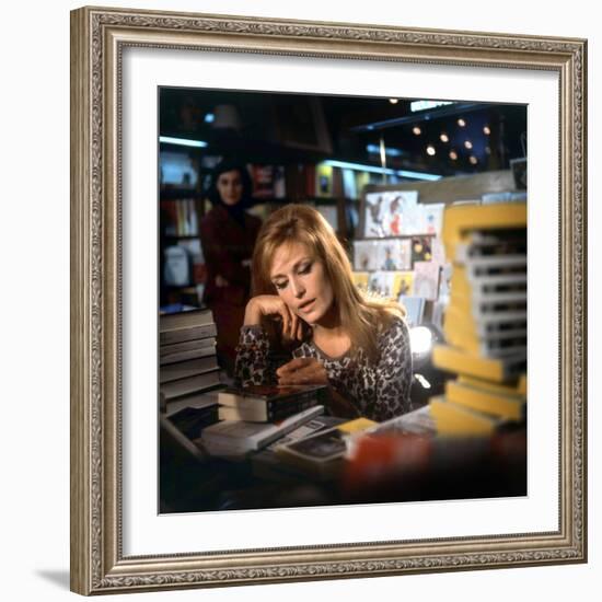 Singer Dalida in a Bookshop, C. 1968-null-Framed Photo