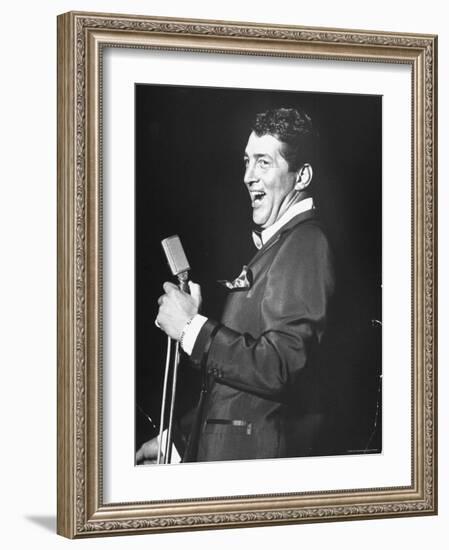 Singer Dean Martin Performing at the Sands Hotel-Allan Grant-Framed Premium Photographic Print