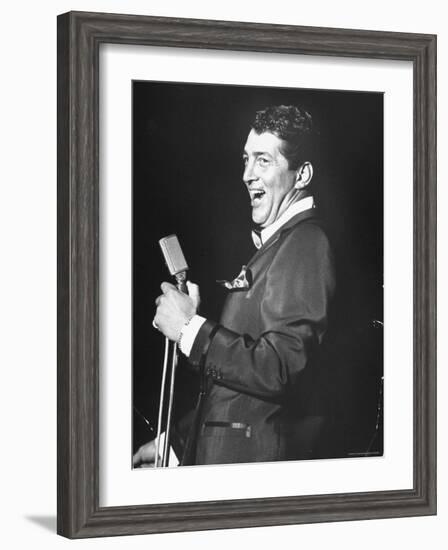 Singer Dean Martin Performing at the Sands Hotel-Allan Grant-Framed Premium Photographic Print