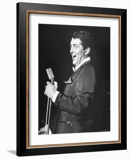 Singer Dean Martin Performing at the Sands Hotel-Allan Grant-Framed Premium Photographic Print