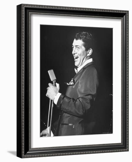 Singer Dean Martin Performing at the Sands Hotel-Allan Grant-Framed Premium Photographic Print