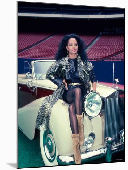 Singer Diana Ross, Sitting on Hood of Rolls Royce-Ann Clifford-Mounted Premium Photographic Print