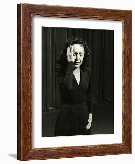 Singer Edith Piaf Performing, 1946-Gjon Mili-Framed Photographic Print