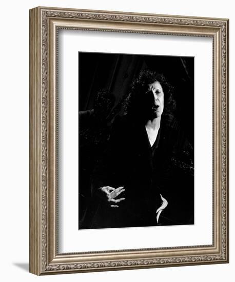 Singer Edith Piaf Singing on Stage-Gjon Mili-Framed Photographic Print