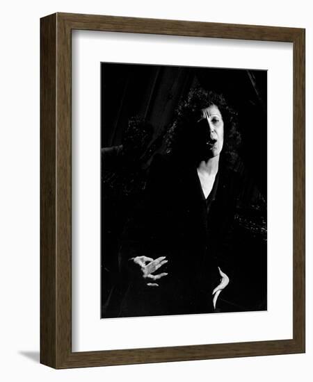 Singer Edith Piaf Singing on Stage-Gjon Mili-Framed Photographic Print