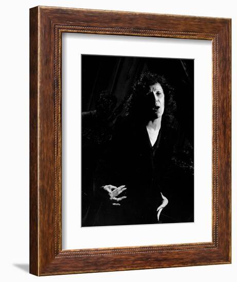 Singer Edith Piaf Singing on Stage-Gjon Mili-Framed Photographic Print