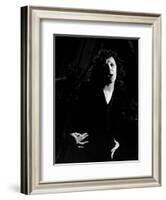 Singer Edith Piaf Singing on Stage-Gjon Mili-Framed Photographic Print