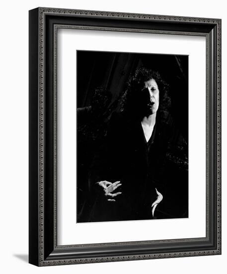 Singer Edith Piaf Singing on Stage-Gjon Mili-Framed Photographic Print