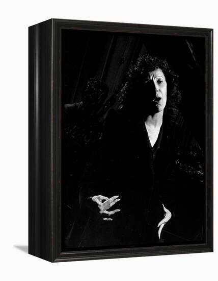 Singer Edith Piaf Singing on Stage-Gjon Mili-Framed Premier Image Canvas