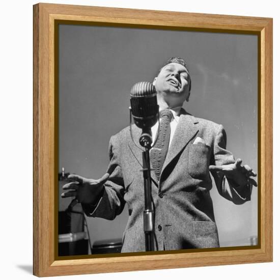 Singer Frankie Laine During a Concert-Martha Holmes-Framed Premier Image Canvas