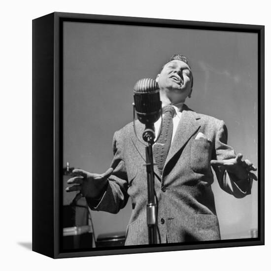 Singer Frankie Laine During a Concert-Martha Holmes-Framed Premier Image Canvas