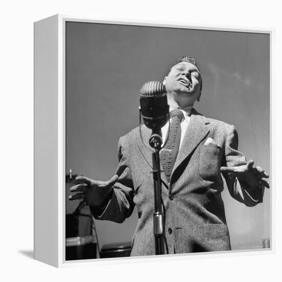 Singer Frankie Laine During a Concert-Martha Holmes-Framed Premier Image Canvas