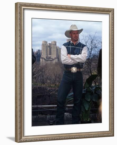 Singer Garth Brooks in Central Park-Dave Allocca-Framed Premium Photographic Print