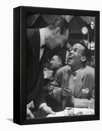 Singer Harry Belafonte, Looking Up and Laughing During Bop City Nightclub's Opening Night-Martha Holmes-Framed Premier Image Canvas