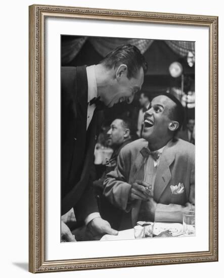 Singer Harry Belafonte, Looking Up and Laughing During Bop City Nightclub's Opening Night-Martha Holmes-Framed Premium Photographic Print