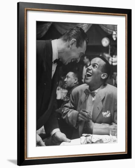 Singer Harry Belafonte, Looking Up and Laughing During Bop City Nightclub's Opening Night-Martha Holmes-Framed Premium Photographic Print