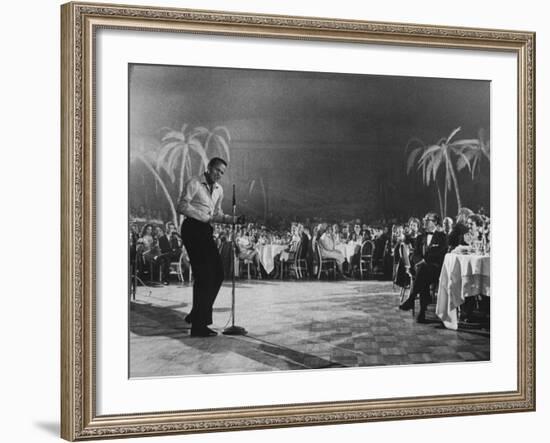 Singer Harry Belafonte Performing at the Coconut Grove Nightclub-Ralph Crane-Framed Premium Photographic Print