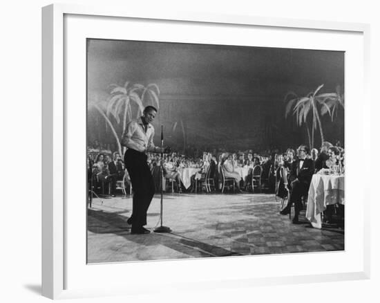 Singer Harry Belafonte Performing at the Coconut Grove Nightclub-Ralph Crane-Framed Premium Photographic Print