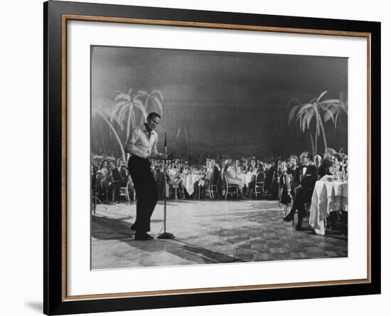 Singer Harry Belafonte Performing at the Coconut Grove Nightclub-Ralph Crane-Framed Premium Photographic Print