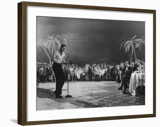 Singer Harry Belafonte Performing at the Coconut Grove Nightclub-Ralph Crane-Framed Premium Photographic Print