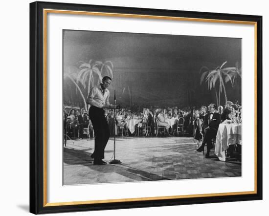 Singer Harry Belafonte Performing at the Coconut Grove Nightclub-Ralph Crane-Framed Premium Photographic Print