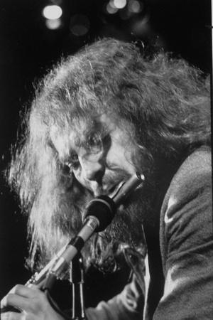 Singer Ian Anderson Playing the Flute During a Rehearsal for a TV Special'  Photographic Print - Ralph Crane