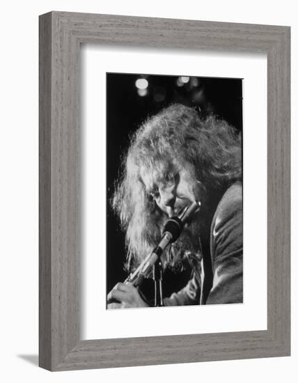 Singer Ian Anderson Playing the Flute During a Rehearsal for a TV Special-Ralph Crane-Framed Photographic Print