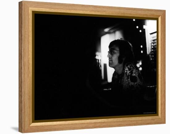 Singer John Lennon Working on His Album "Mind Games" at the Record Plant-David Mcgough-Framed Premier Image Canvas