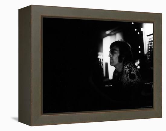 Singer John Lennon Working on His Album "Mind Games" at the Record Plant-David Mcgough-Framed Premier Image Canvas