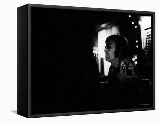 Singer John Lennon Working on His Album "Mind Games" at the Record Plant-David Mcgough-Framed Premier Image Canvas