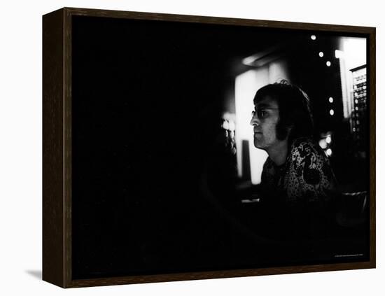 Singer John Lennon Working on His Album "Mind Games" at the Record Plant-David Mcgough-Framed Premier Image Canvas