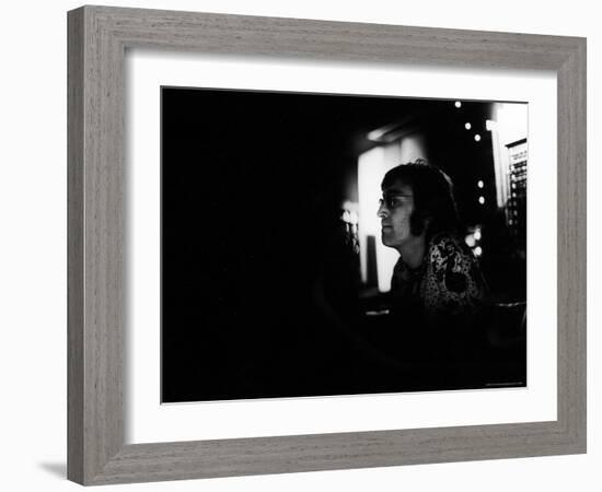 Singer John Lennon Working on His Album "Mind Games" at the Record Plant-David Mcgough-Framed Premium Photographic Print