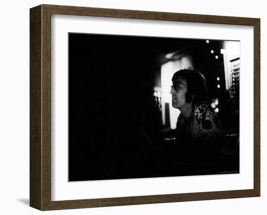 Singer John Lennon Working on His Album "Mind Games" at the Record Plant-David Mcgough-Framed Premium Photographic Print