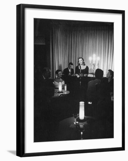 Singer Julie London Performing in a Nightclub-null-Framed Premium Photographic Print